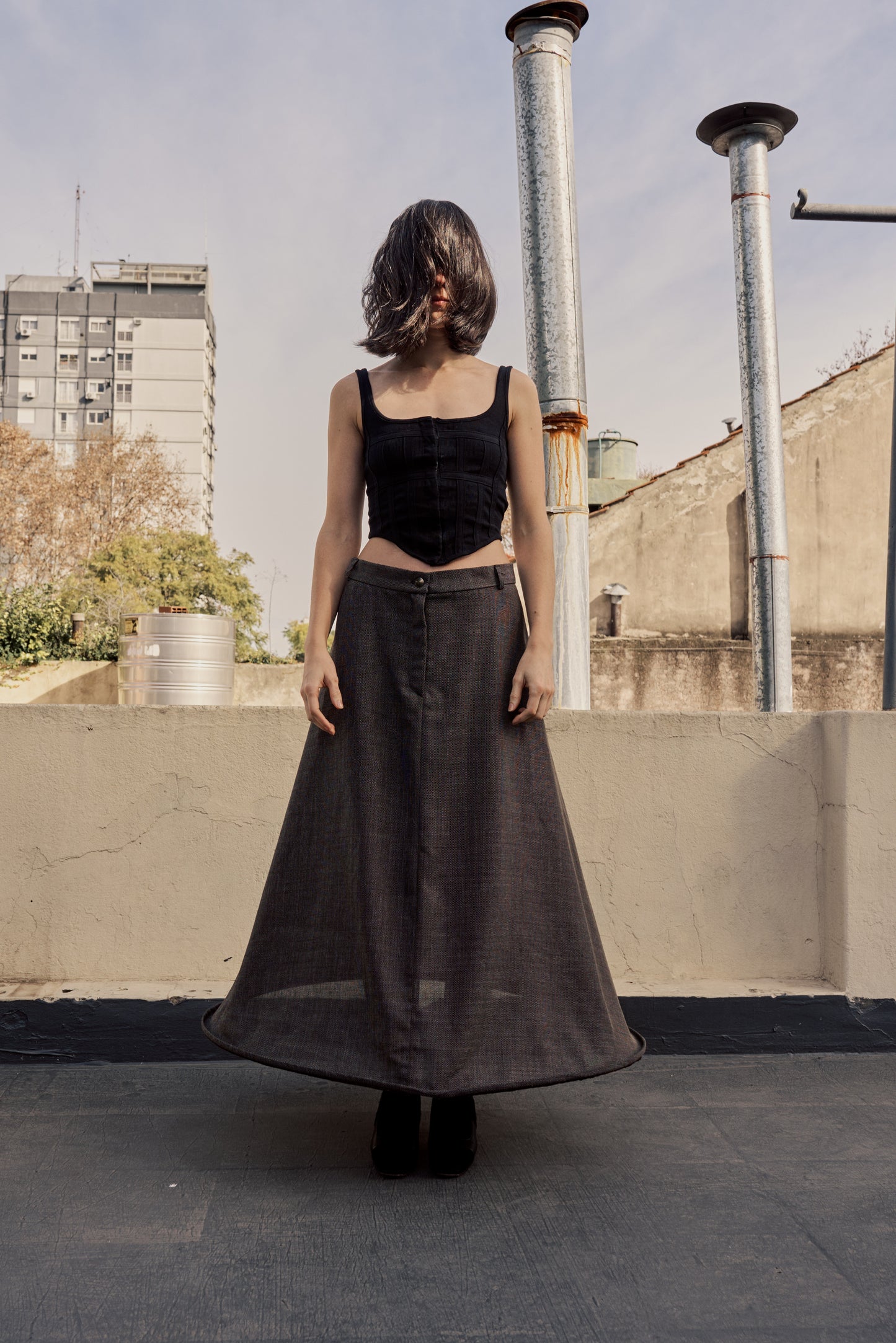 La Ballena - Upcycled Charcoal Wool Skirt