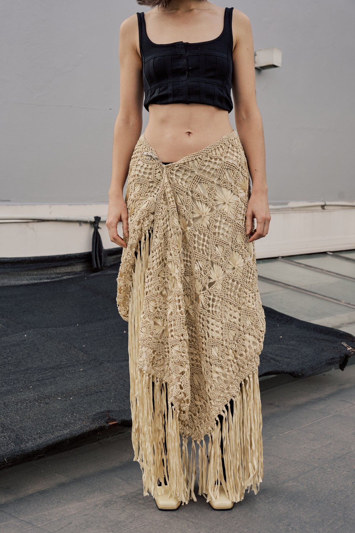 Upcycled Crochet Fringe Skirt