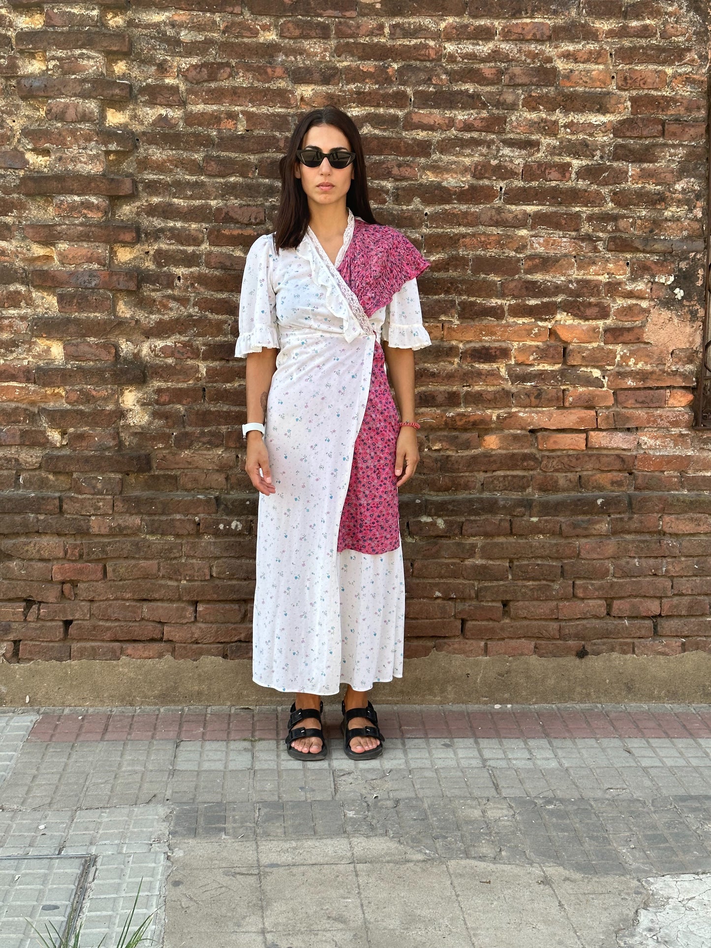 MN White Dress With Floral Prints EXP2