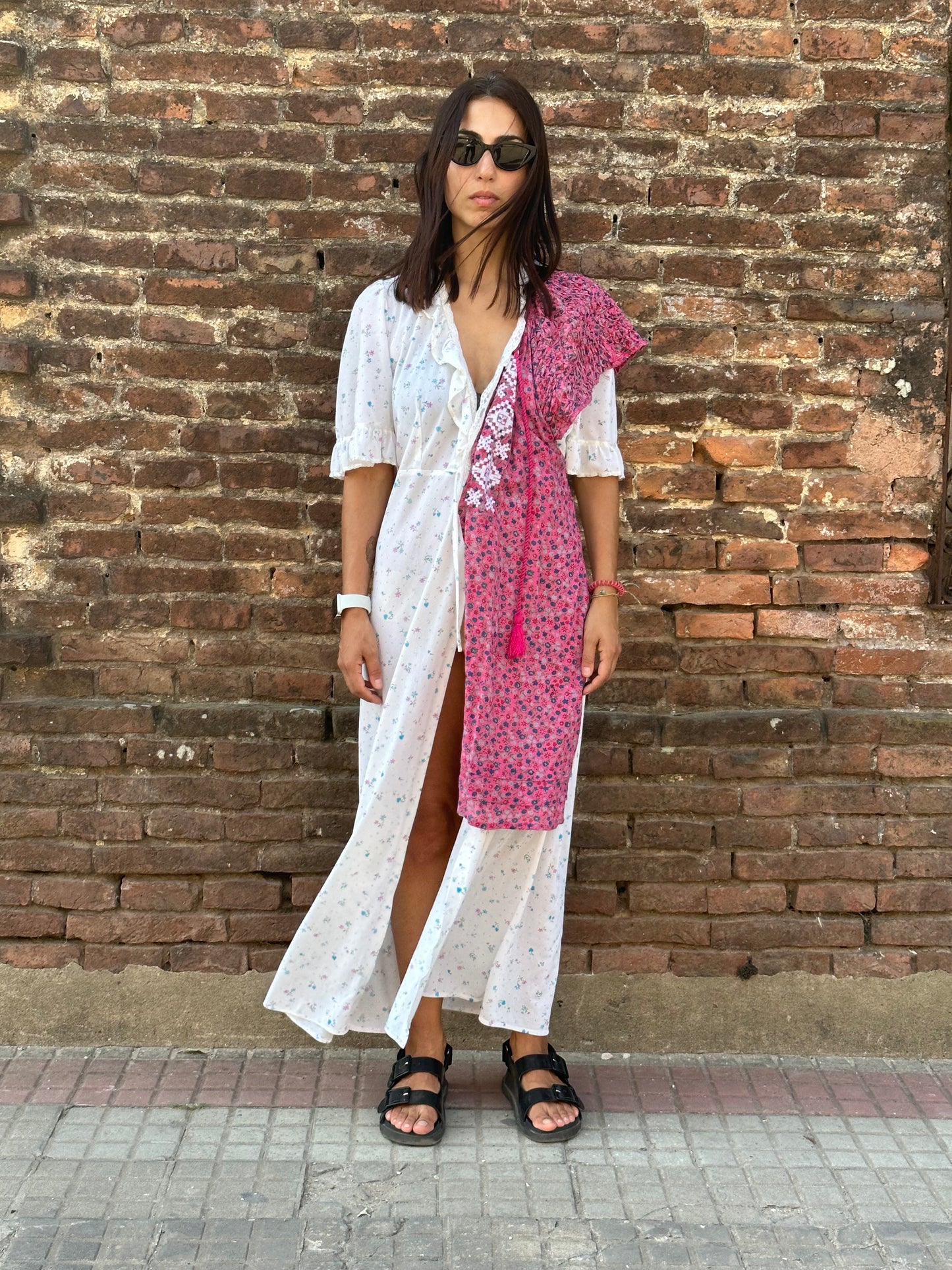 MN White Dress With Floral Prints EXP2