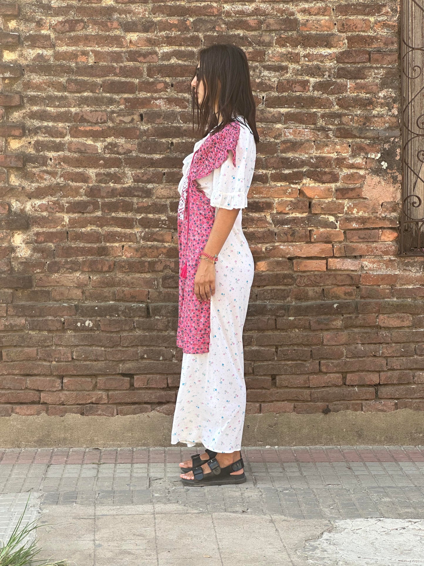 MN White Dress With Floral Prints EXP2