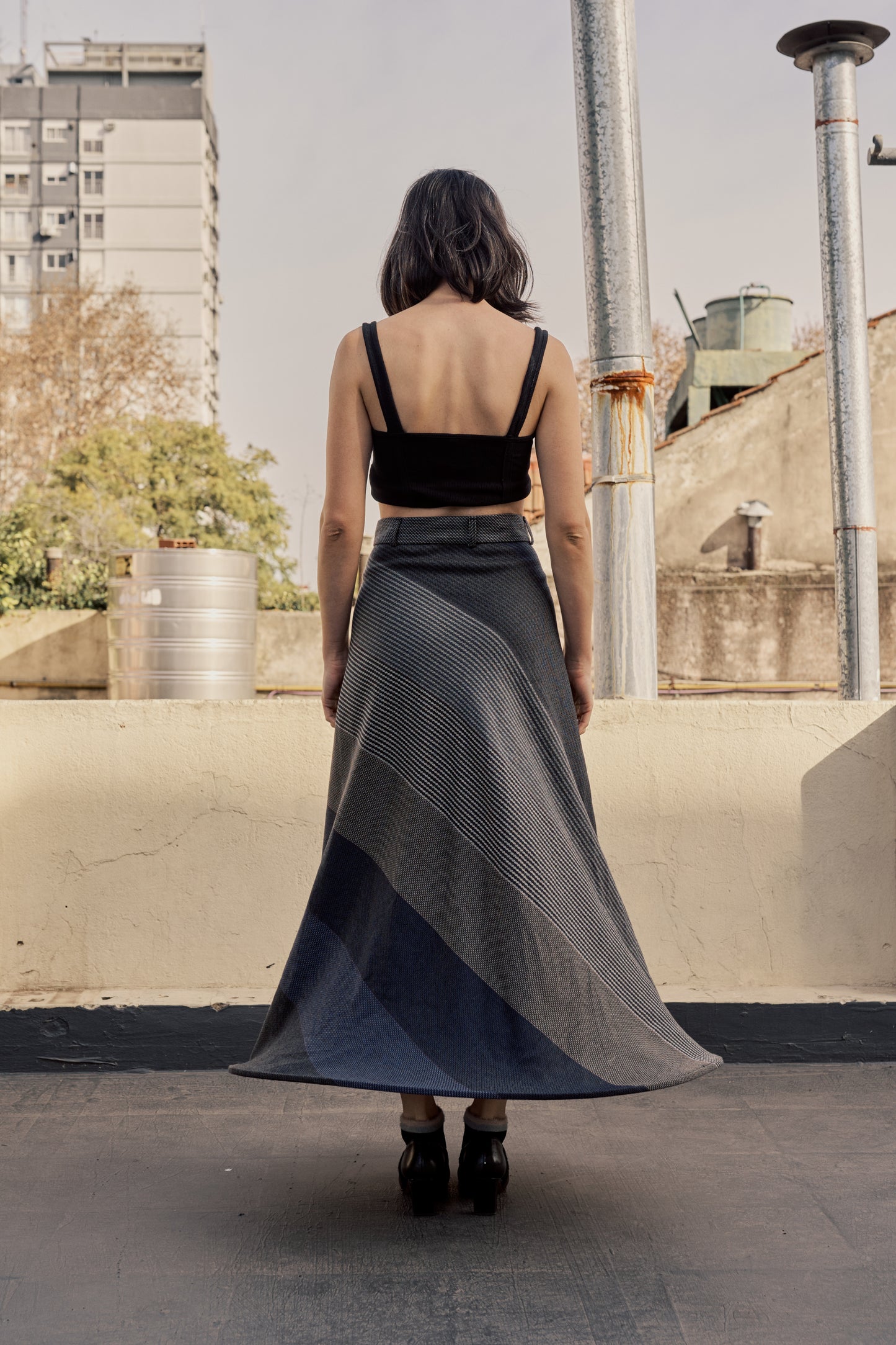 La Ballena-Navy Upcycled Striped Skirt