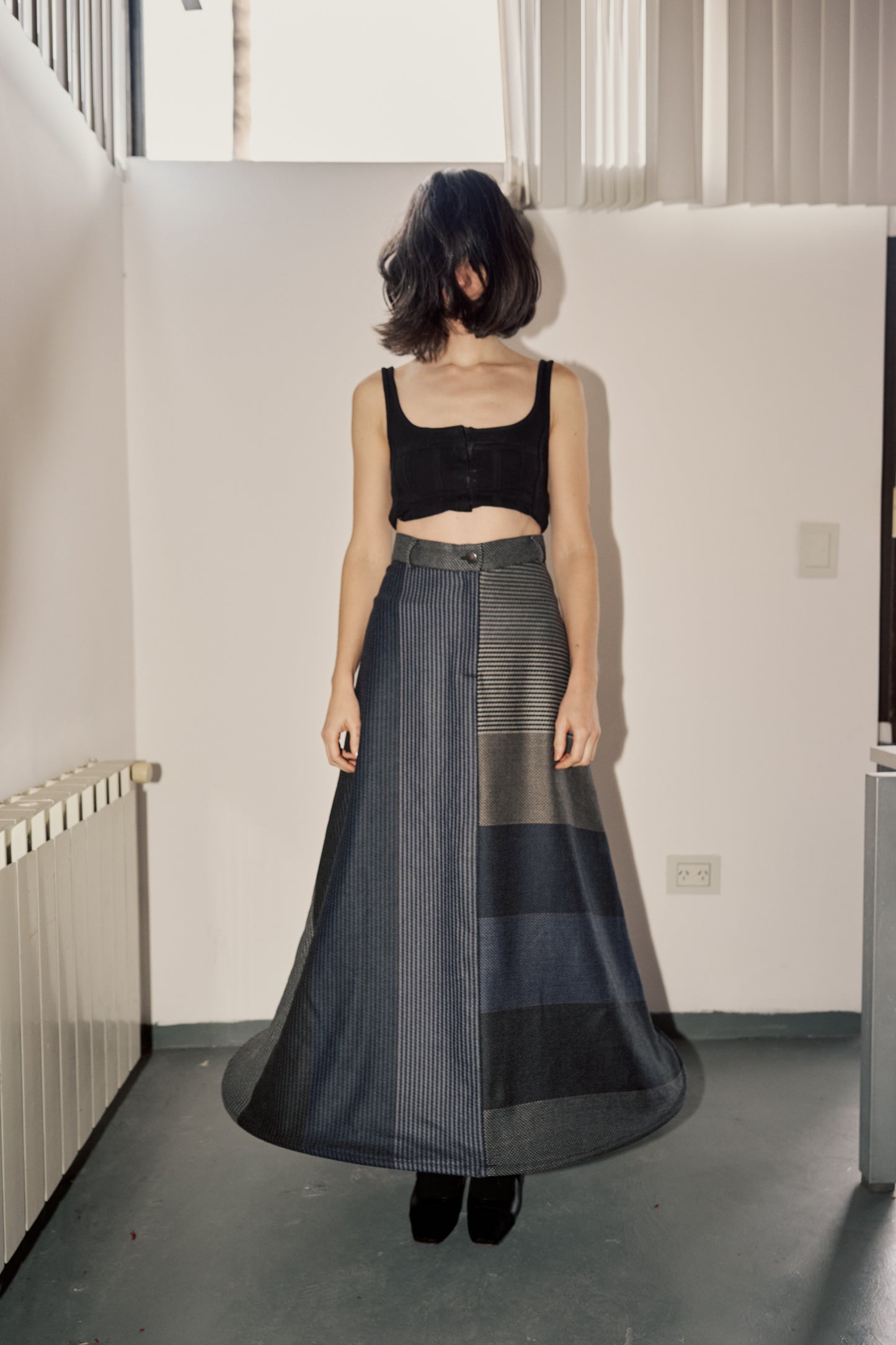 La Ballena-Navy Upcycled Striped Skirt