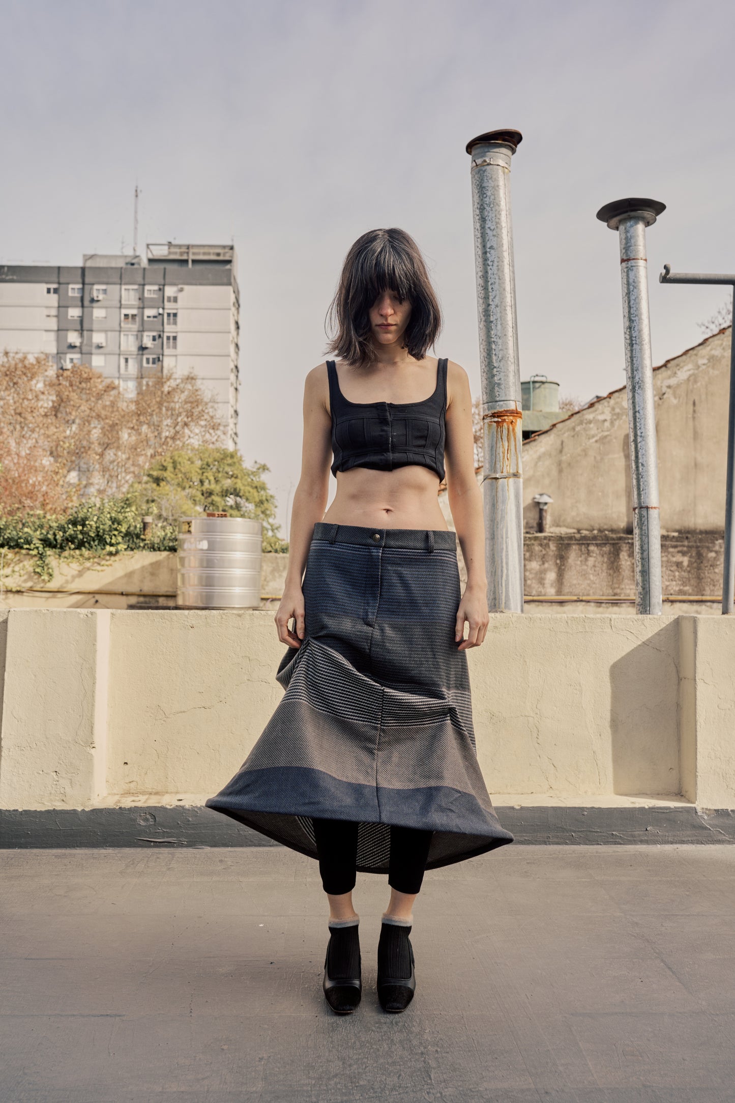 La Ballena - Upcycled Striped Wool Skirt
