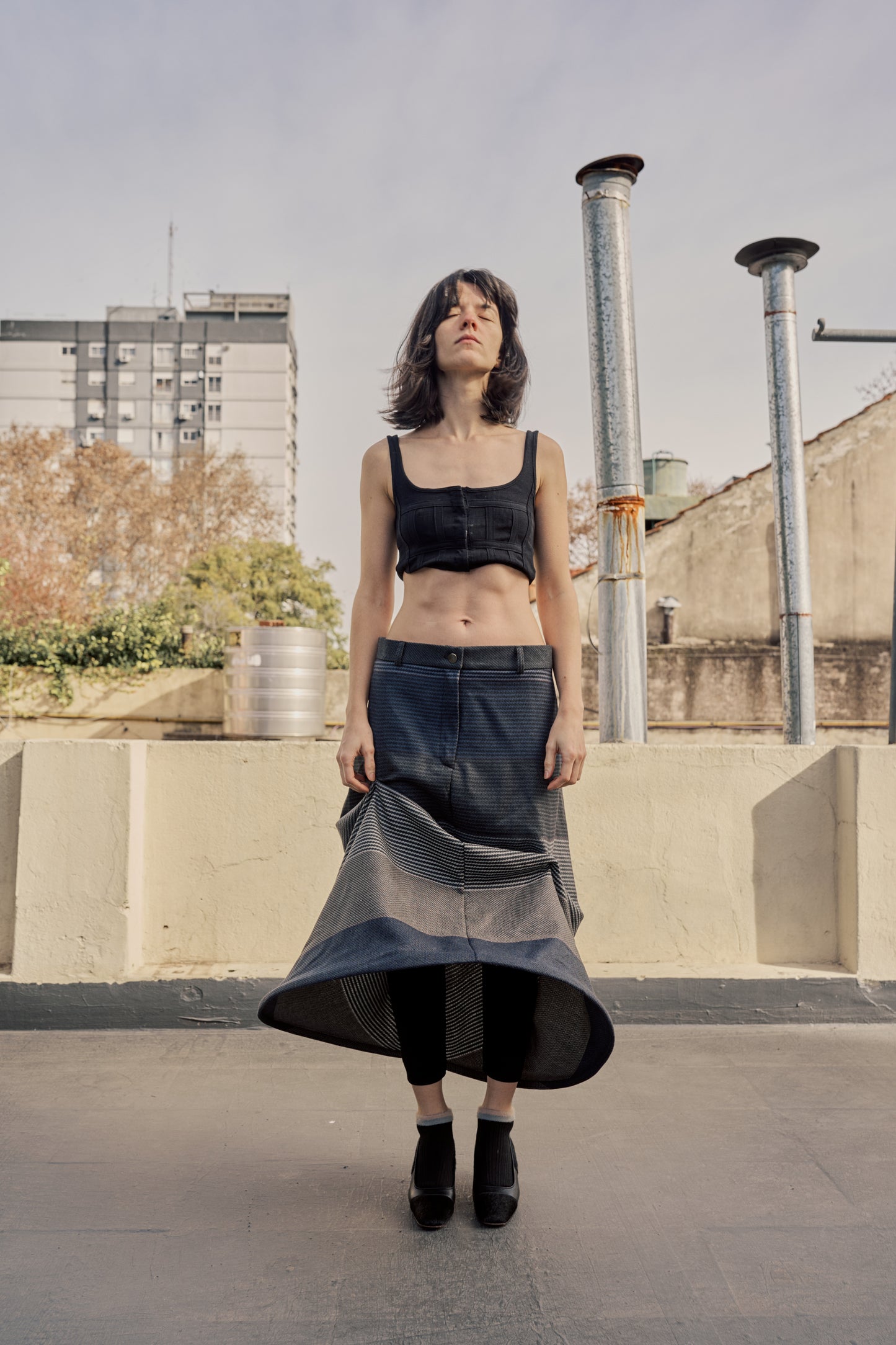 La Ballena - Upcycled Striped Wool Skirt