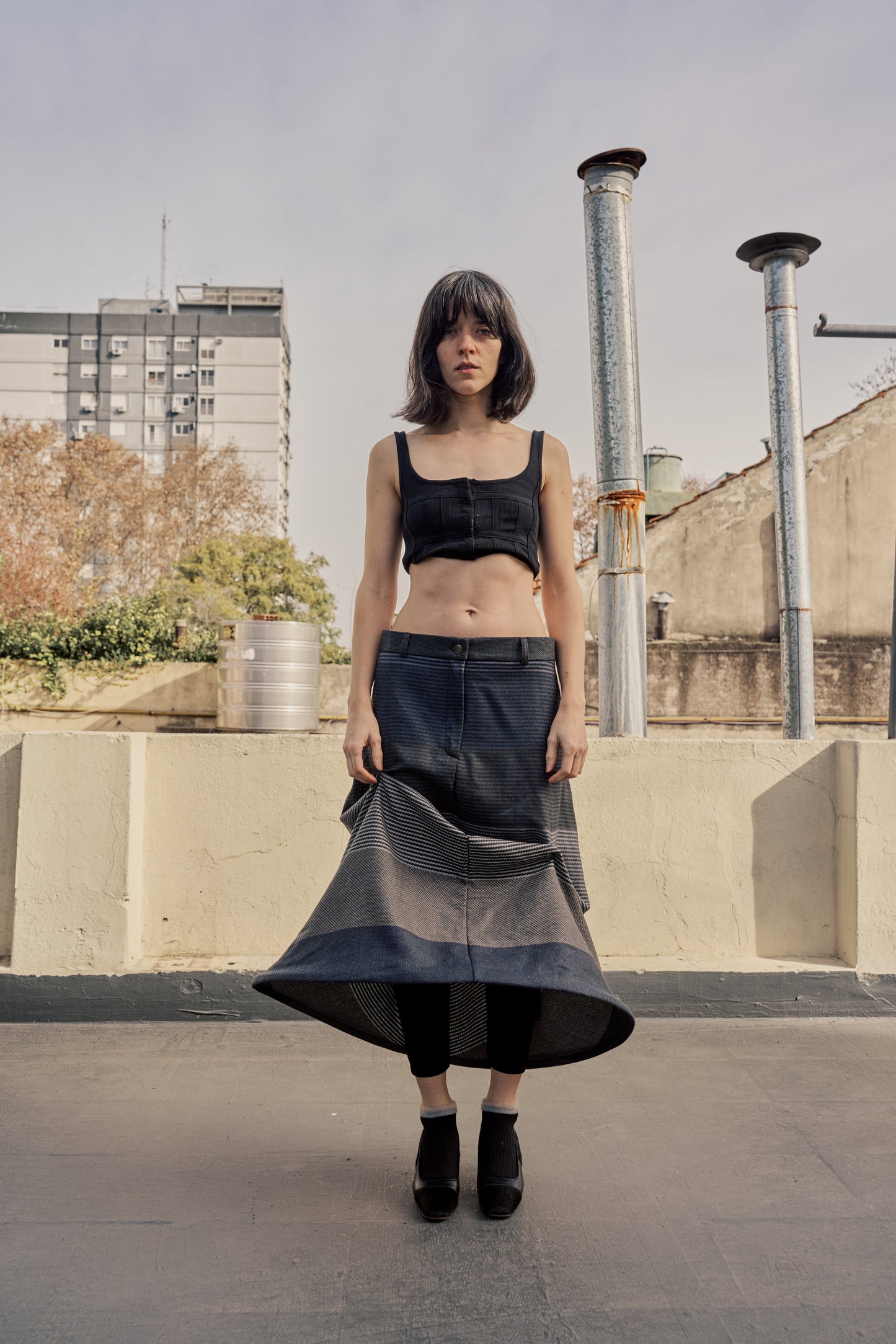 La Ballena - Upcycled Striped Wool Skirt
