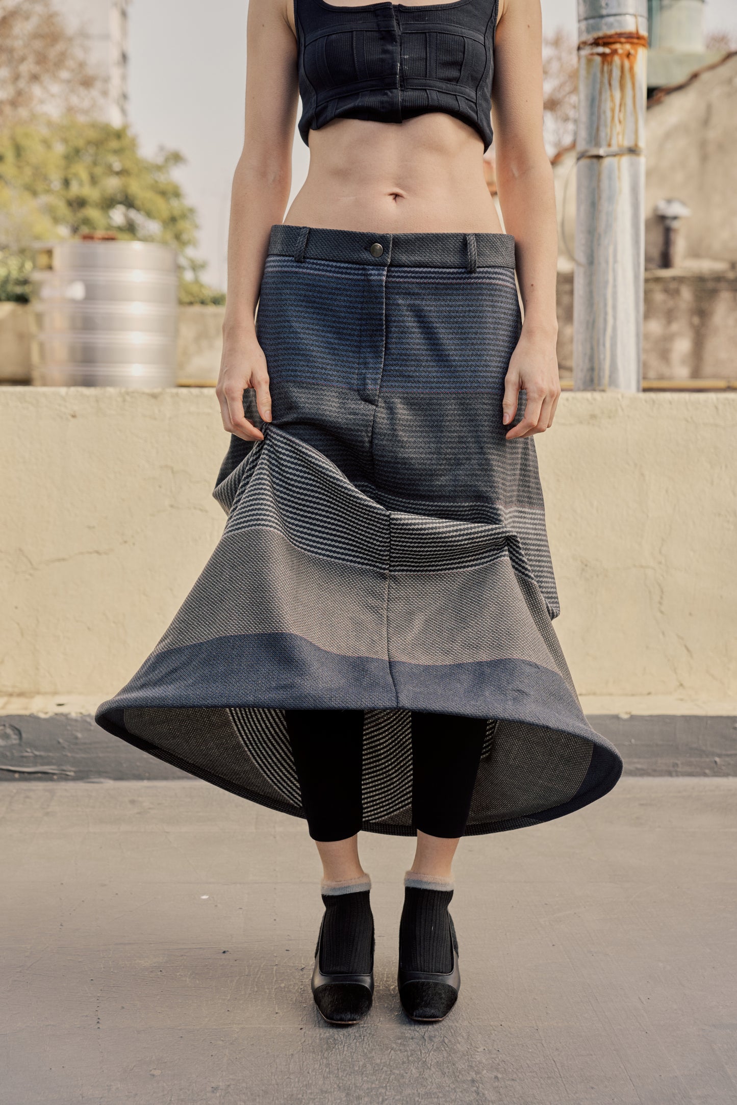 La Ballena - Upcycled Striped Wool Skirt