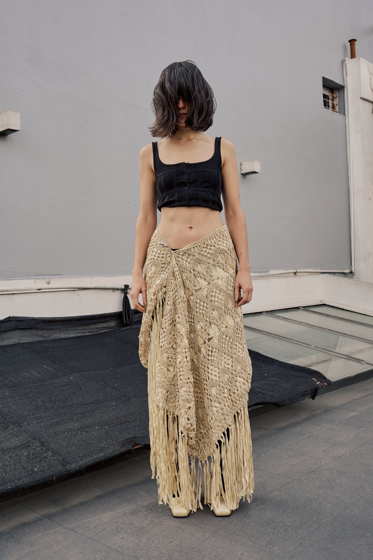 Upcycled Crochet Fringe Skirt