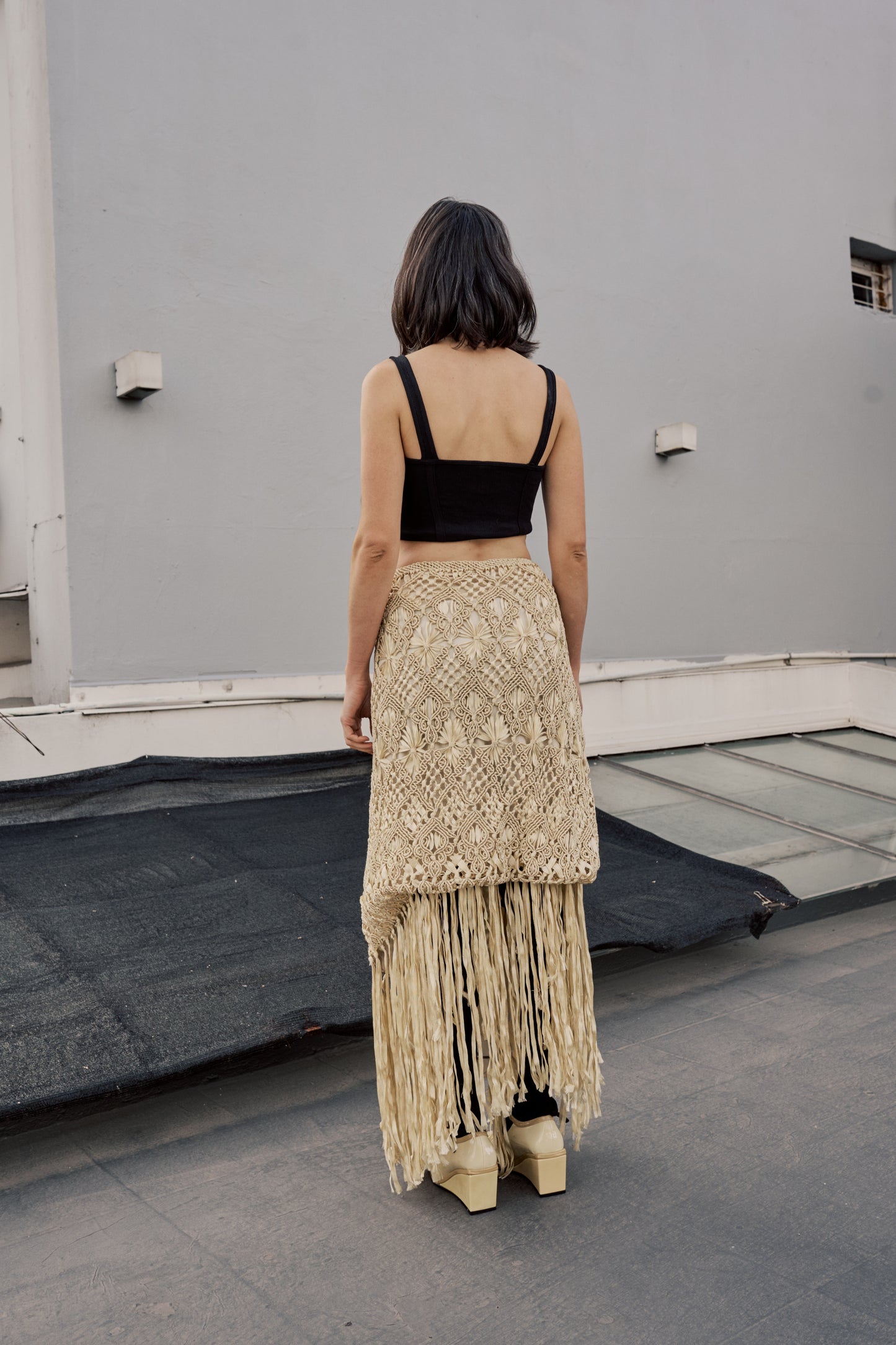 Upcycled Crochet Fringe Skirt