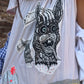 Upcycled Shirt-Dress With Alexander Mcqueen Prints in White/Cream